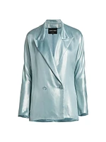 Laminated Satin Relaxed Blazer