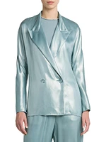 Laminated Satin Relaxed Blazer