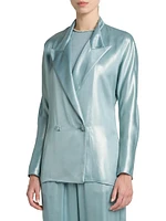 Laminated Satin Relaxed Blazer