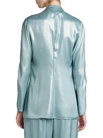 Laminated Satin Relaxed Blazer