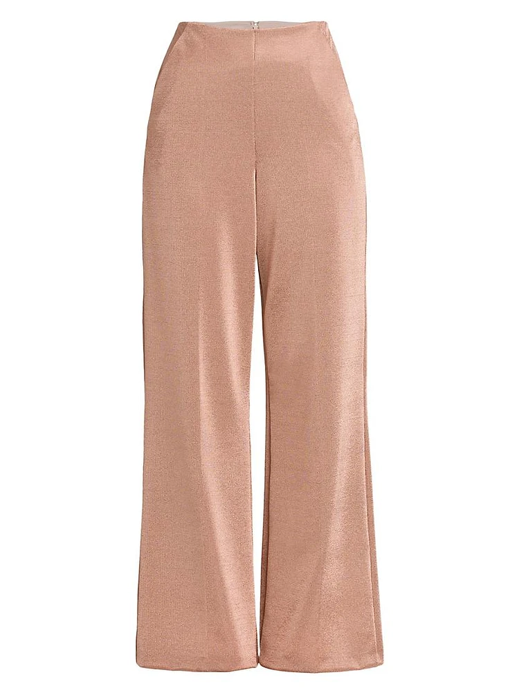 Metallic Bonded Jersey Flare Trousers