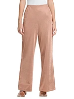 Metallic Bonded Jersey Flare Trousers