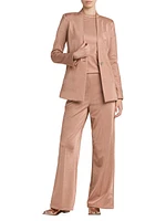 Metallic Bonded Jersey Flare Trousers