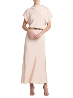 Marrocaine Silk Belted Dress