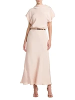 Marrocaine Silk Belted Dress