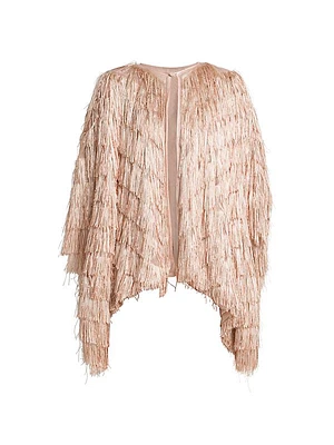 Metallic Threaded Fringe Cape