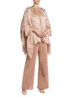 Metallic Threaded Fringe Cape