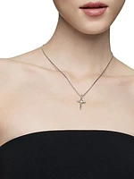 X Cross Necklace in Sterling Silver with 14K Yellow Gold and Diamonds, 31.7mm
