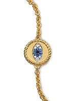 Cable Collectibles Evil Eye Bracelet in 18K Yellow Gold with Pavé Sapphires and Diamonds