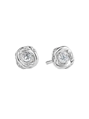 Infinity Stud Earrings in 18K White Gold with Diamonds