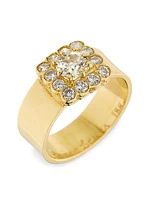 18K Yellow Gold & 2 TCW Diamond Cushion Cluster Ring