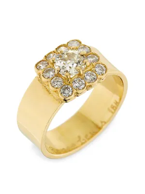 18K Yellow Gold & 2 TCW Diamond Cushion Cluster Ring