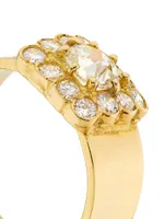 18K Yellow Gold & 2 TCW Diamond Cushion Cluster Ring