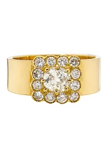 18K Yellow Gold & 2 TCW Diamond Cushion Cluster Ring