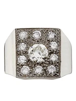 18K White Gold & 3 TCW Diamond Square Ring