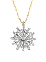 22K Yellow Gold, 18K White Gold & 6.5 TCW Diamond Mandala Pendant Necklace