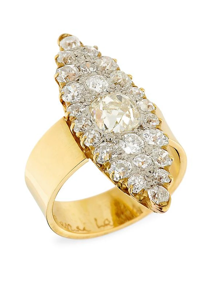 18K Yellow Gold & 3.5 TCW Diamond Marquise Cluster Ring