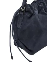 Suede Bucket Bag With Precious Handle