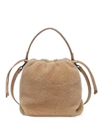 Fleecy Virgin Wool And Cashmere Bucket Bag With Monili
