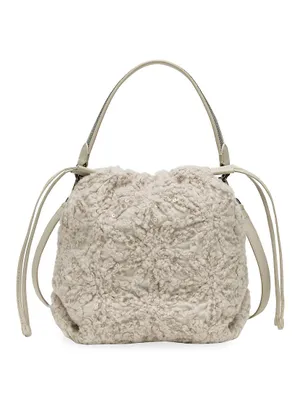 Dazzling Flowers Embroidery Bucket Bag With Shiny Handle