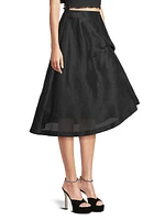 Party Gathered Cotton & Linen Midi-Skirt