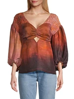 Empire Linen-Blend Blouse