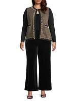 Eyelash-Trim Tweed Knit Jacket