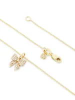 14K Yellow Gold & 0.13 TCW Diamond Bow Pendant Necklace