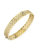 14K Yellow Gold & 1.37 TCW Diamond Large Fishnet Bangle