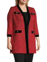 Velvet-Embellished Tweed Jacket