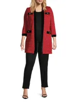 Velvet-Embellished Tweed Jacket