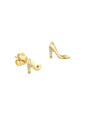 14K Yellow Gold & 0.02 TCW Diamond Stiletto Stud Earring