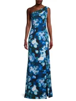 Dolan Floral One-Shoulder Gown