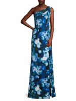 Dolan Floral One-Shoulder Gown