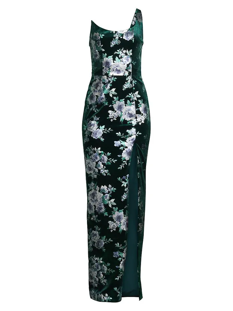 Spice Floral Velvet Scoopneck Gown