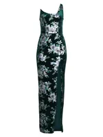 Spice Floral Velvet Scoopneck Gown