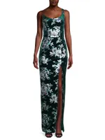 Spice Floral Velvet Scoopneck Gown