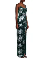 Spice Floral Velvet Scoopneck Gown