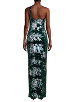 Spice Floral Velvet Scoopneck Gown