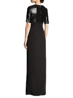 Keagan Short-Sleeve Sequined Gown