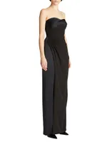 Esther Strapless Crepe & Satin Gown