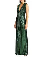 Magdalena Draped Sequined Gown