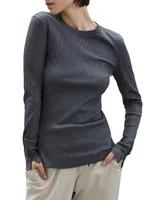 Cotton Ribbed Jersey Top With Precious Cuff Detail