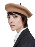 Wool Beret Hat with Precious Detail