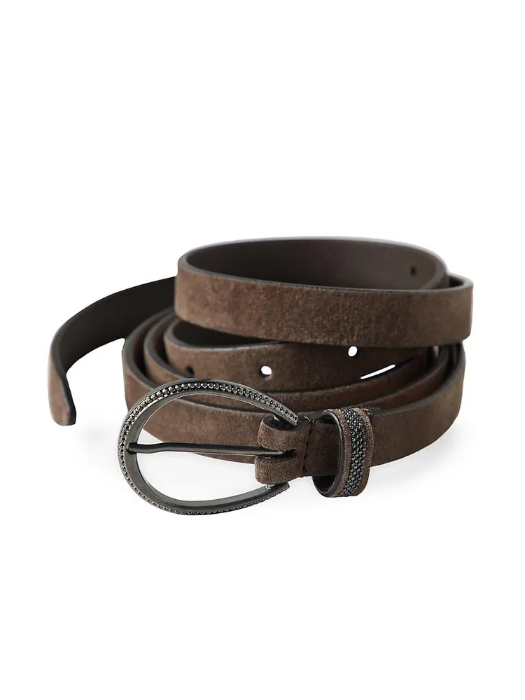 Suede Belt With Monili