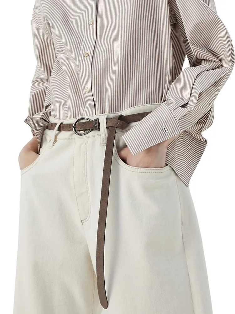 Suede Belt With Monili