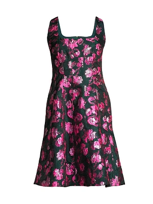 Leya Metallic Floral Jacquard Dress