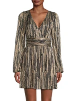 Riza Long-Sleeve Metallic Romper