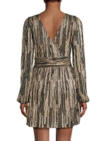 Riza Long-Sleeve Metallic Romper