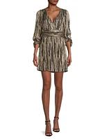 Riza Long-Sleeve Metallic Romper